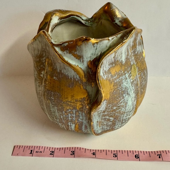 22k gold painted MCM Vintage Stangl pottery tulip.Hand painted. - Picture 9 of 10